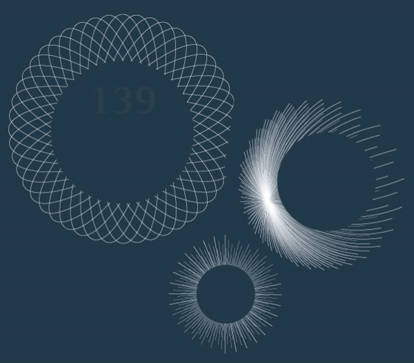 Three overlapping geometric patterns with a number 139 in the top left circle.