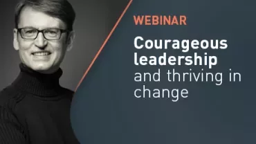 Webinar promotional image for courageous leadership.