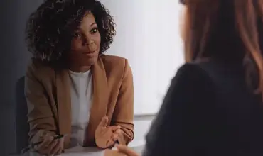 two women talking